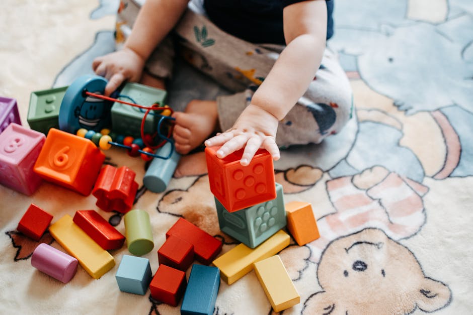 child playing blocks