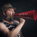 person embracing AI technology